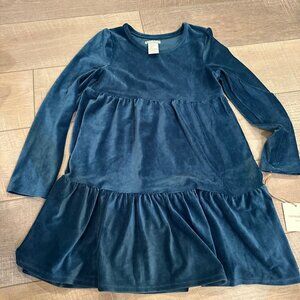 Cynthia Rowley Girls Blue Velvet Tiered Long Sleeve Dress Size M (7/8)